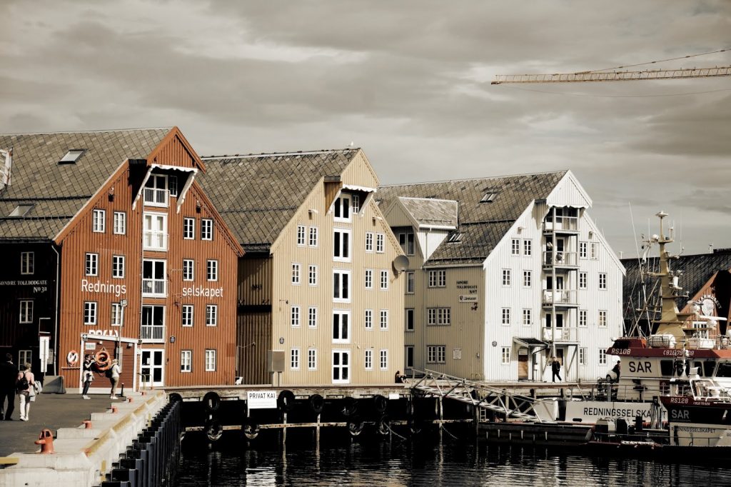 Tromso for Christmas shopping this year. Lots of shops in a harbour in Norway.